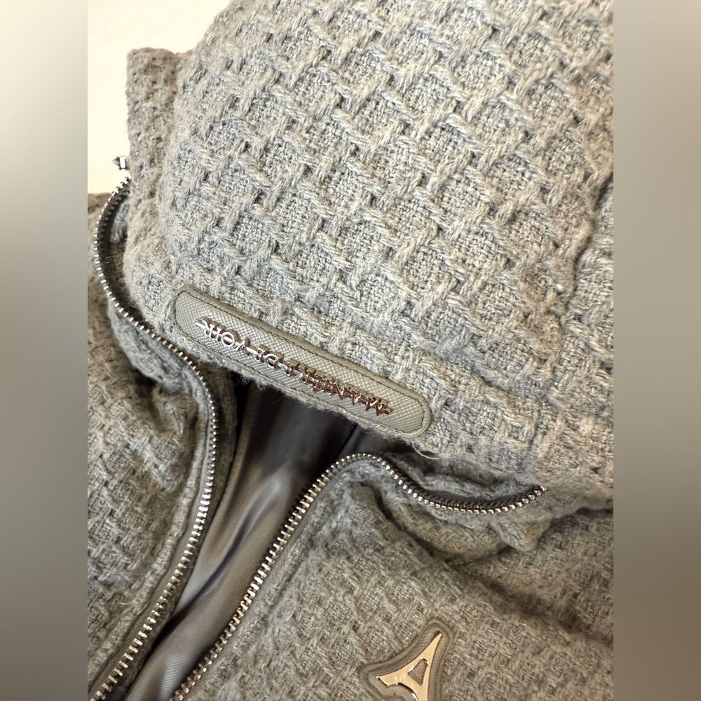 Maniere De Voir Grey Puffer Coat With Hood Size 4 - Picture 16 of 16